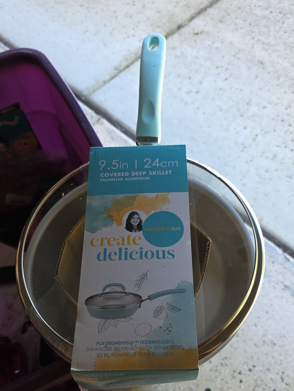 Rachael Ray Covered Deep Skillet with Aqua Handle